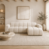 Banken - Hoekbank met lounge beige bouclé stof - strepen - rechts - Brix - Dimehouse