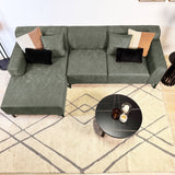 Sofá esquinero Davidson Microfibra Verde con salón compacto - Izquierda 