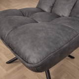 Fauteuils - Industriële draaifauteuil antraciet eco - leer 360° draaibaar Yuki - Dimehouse