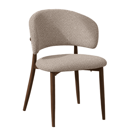 Silla de comedor Japandi Yura beige - estructura con acabado nogal
