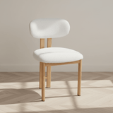 Japandi Eetkamerstoel Miyo Bouclé Beige - Eikenlook Frame