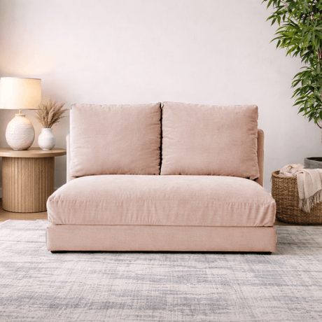 Sofá cama Japandi tela crema 2 plazas - respaldo bajo y regulable - Taida