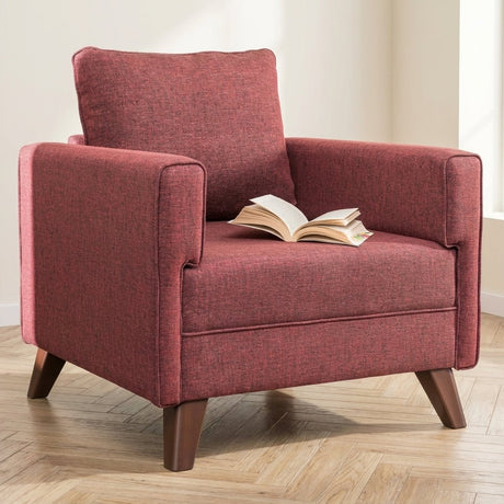 Sillón rural Burdeos rojo melange tejido Bella foto atmosférica en un interior moderno