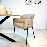 Silla de comedor Bouclé Beige - Japandi - formas redondas - Lola