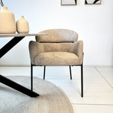 Silla de comedor Bouclé Beige - Japandi - formas redondas - Lola