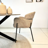 Silla de comedor Bouclé Beige - Japandi - formas redondas - Lola