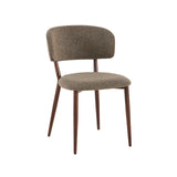 Silla de comedor Japandi Yura beige - estructura con acabado nogal