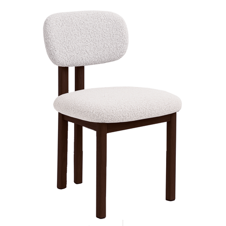 Silla de comedor Japandi Miyo Bouclé Marfil - Estructura de aspecto nogal 