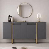 Dressoirs - Modern Dressoir Antraciet Luxe 160x80x35 - Gouden Frame - Dimehouse