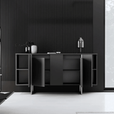 Dressoirs - Modern Dressoir Antraciet Luxe 160x80x35 - Zilver Frame - Dimehouse
