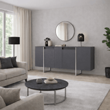 Dressoirs - Modern Dressoir Antraciet Luxe 160x80x35 - Zilver Frame - Dimehouse
