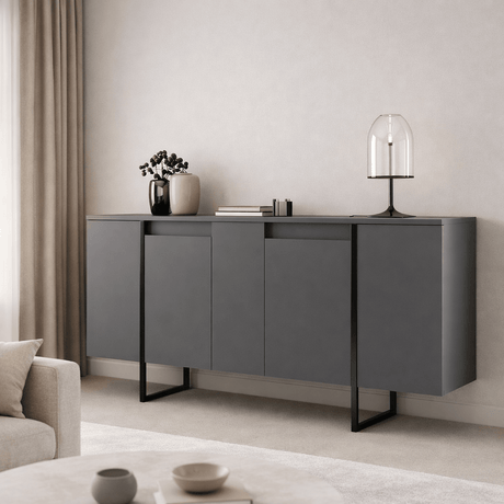 Moderno Aparador Antracita Lujo 160x80x35 - Marco Negro 