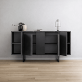 Dressoirs - Modern Dressoir Antraciet Luxe 160x80x35 - Zwart Frame - Dimehouse
