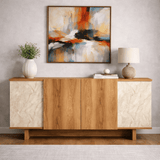 Dressoirs - Modern Dressoir Travertin - Walnootlook Melamine Diana 180 cm - Dimehouse