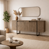 Dressoirs - Modern Dressoir Walnoot Luxe 160x80x35 - Zwart Frame - Dimehouse