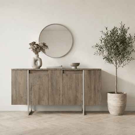 Cómoda-moderna-de-lujo-en-nogal-160-x-80-x-35-cm-marco-plateado