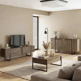 Dressoirs - Modern Dressoir Walnoot Luxe 160x80x35 - Zwart Frame - Dimehouse
