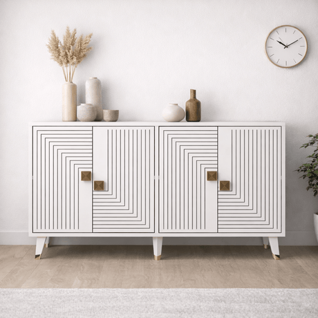 Modern Dressoir Wit-Goud 120 cm Melamine Ahart