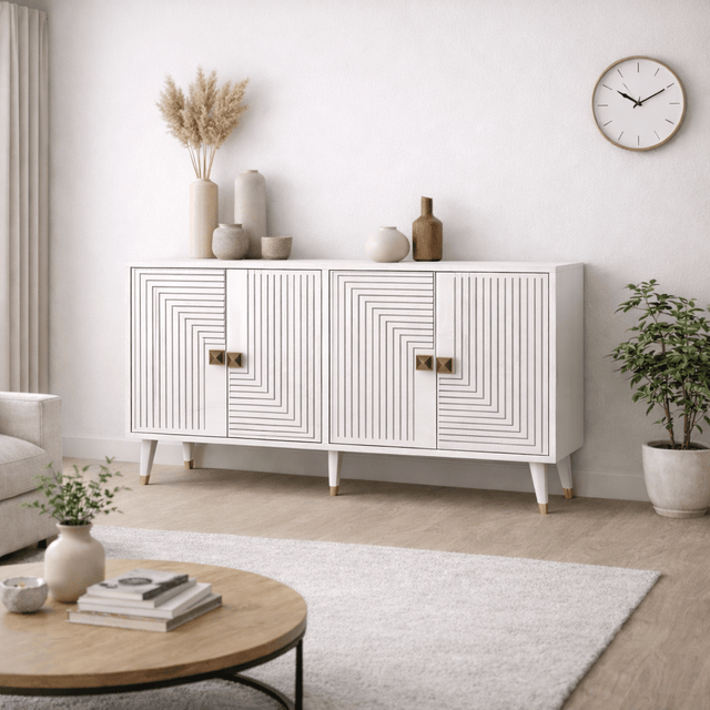 Dressoirs - Modern Dressoir Wit - Goud 120 cm Melamine Ahart - Dimehouse