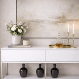 Dressoirs - Modern Dressoir Wit Lord 150x30x80 - Zilver Frame - Twee Vakken - Dimehouse