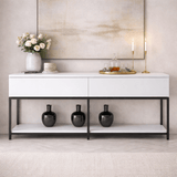Dressoirs - Modern Dressoir Wit Lord 150x30x80 - Zwart Frame - Twee Vakken - Dimehouse