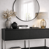 Dressoirs - Modern Dressoir Zwart Lord 150x30x80 - Zilver Frame - Twee Vakken - Dimehouse
