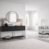 Dressoirs - Modern Dressoir Zwart Lord 150x30x80 - Zilver Frame - Twee Vakken - Dimehouse