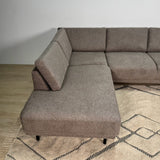 Moderne 3-zits Hoekbank Links Taupe Stof Aniko met Lounger 240x197x78 cm