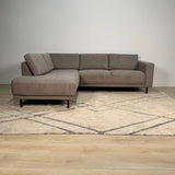 Moderne 3-zits Hoekbank Links Taupe Stof Aniko met Lounger 240x197x78 cm