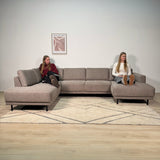 Moderne U-Bank Hoekbank Links Taupe Stof Aniko 310x197x78 cm