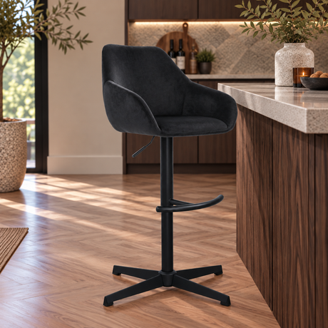 Taburete de barra de veneno Velvet verde: asiento de barra giratoria ajustable con reposabrazos