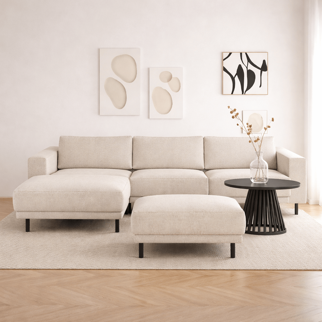 Reposapiés tela beige - 73 × 57 × 47 cm - Aniko
