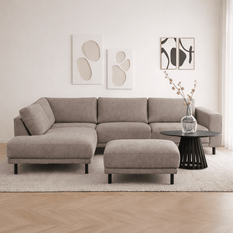 Hocker taupe stof - 73 × 57 × 47 cm - Aniko