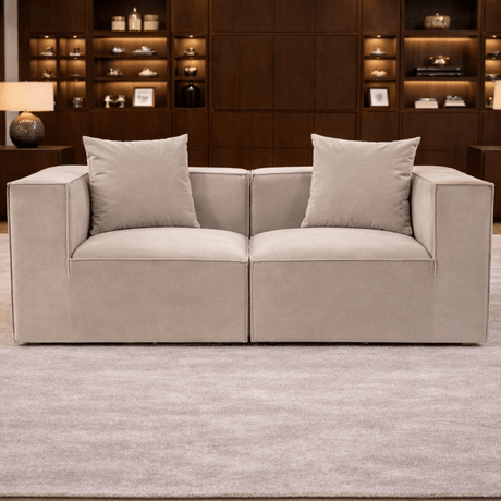 Sofá modular XXL de 2 plazas Sora de 190 cm de ancho en lino Beige