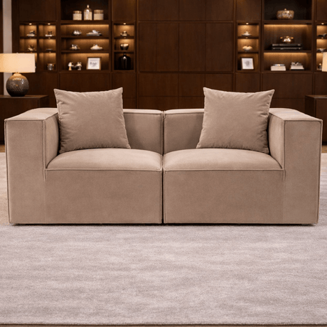 Sofá modular XXL de 2 plazas Sora de 190 cm de ancho en lino Cappucino