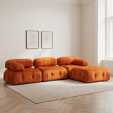 Sofá esquinero modular XXL Bubble con otomana - terciopelo naranja