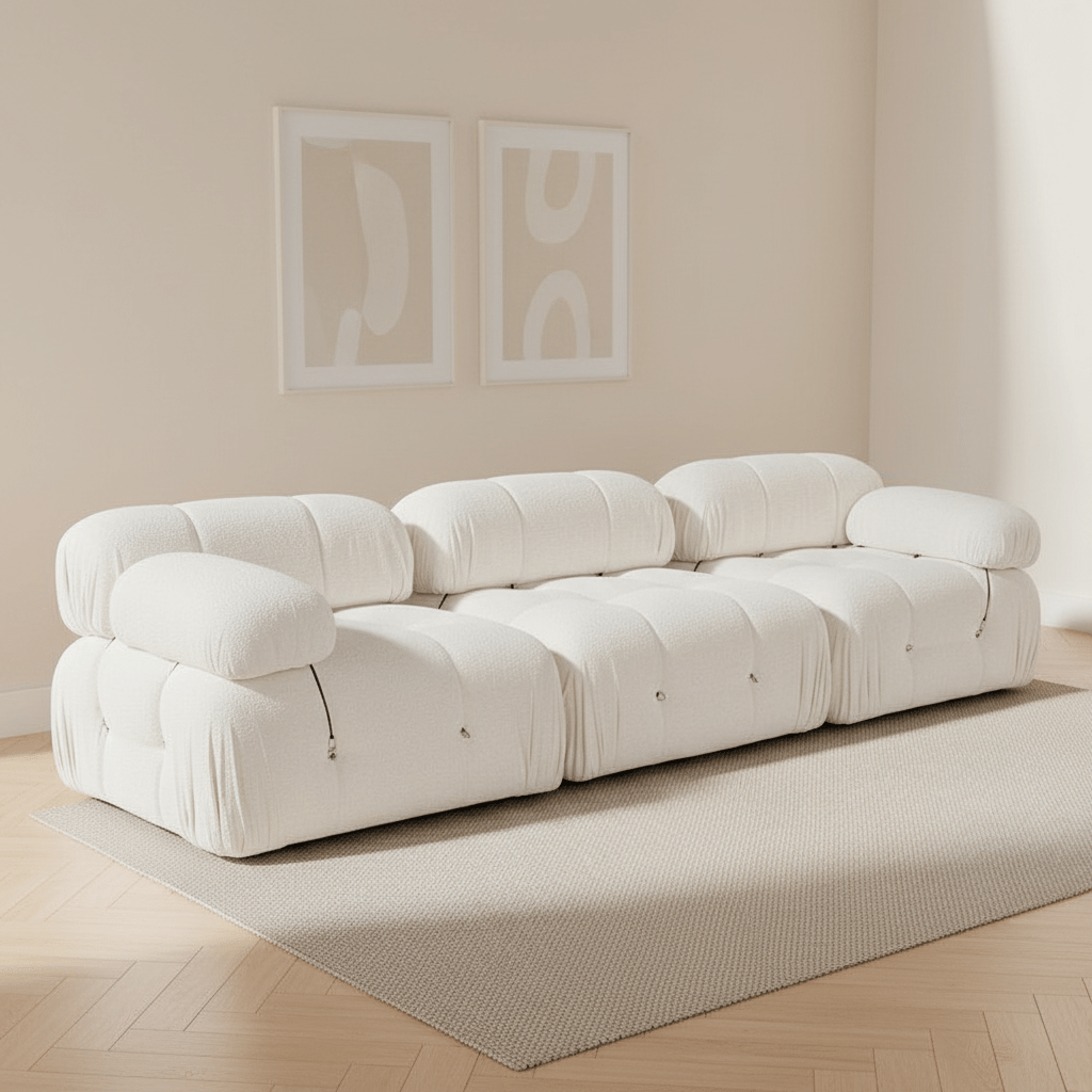 Sofá modular 3 plazas Bubble bouclé blanco