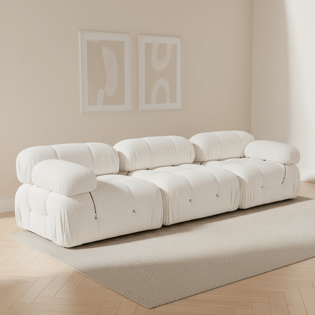 Sofá modular 3 plazas Bubble bouclé blanco