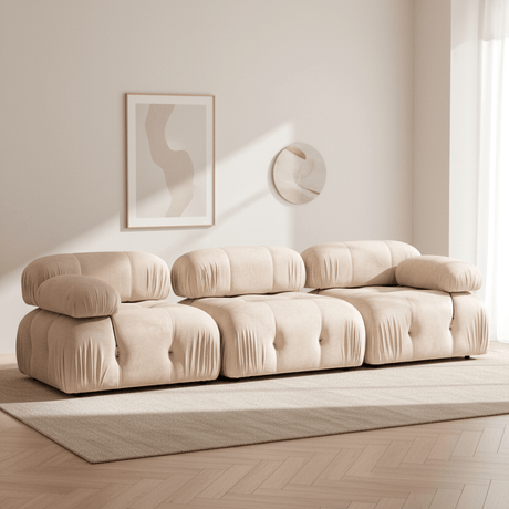 Sofá modular 3 plazas Bubble terciopelo beige
