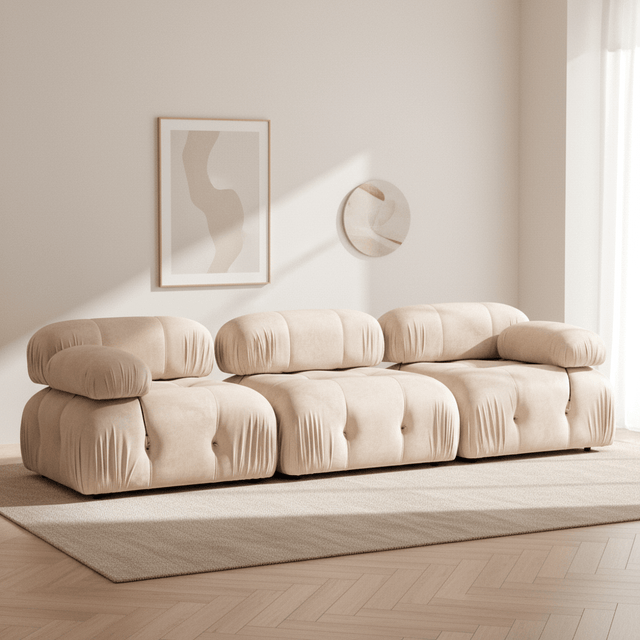 Sofá modular 3 plazas Bubble terciopelo beige