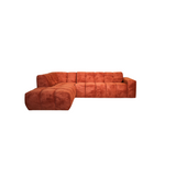 Sofá de esquina con chaise longue en tela bouclé color cobre Nova – izquierda