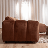 Sofás-Sofá rinconera con salón tejido textura terciopelo cobre - rayas - derecha - Brix -Dimehouse