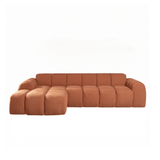 Sofás-Sofá rinconera con salón tejido bouclé cobre - rayas - izquierda - Brix-Dimehouse