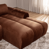 Sofás-Sofá rinconera con salón tejido textura terciopelo cobre - rayas - derecha - Brix -Dimehouse