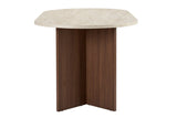 Mesa de comedor ovalada con tapa de travertino - melamina nogal - 180x89,5x75 cm - Sota