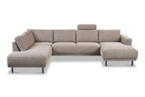 Moderne U-Bank Hoekbank Links Taupe Stof Aniko 310x197x78 cm