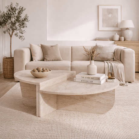 Mesa de centro de aspecto mármol Melamina 85 cm Orin 