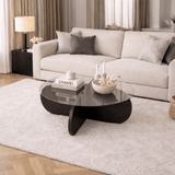 Mesa de salón Aris Redonda 75 cm Vidrio Tinte - Estructura Negra 