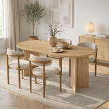 Ovale eettafel Eiken melamine - Japandi -  200x89,5x75 cm - Sota