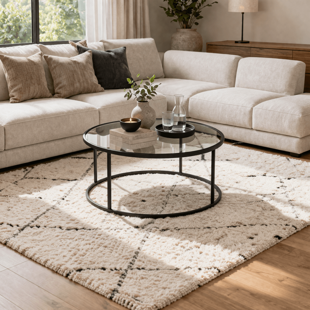 Mesa de centro Vidrio Redonda metal negro - 80 cm - Barlin